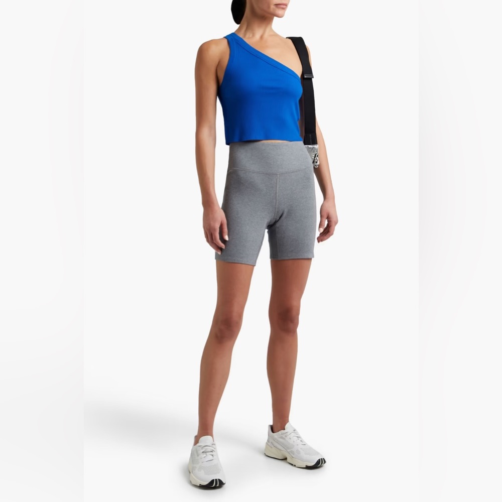 WSLY one shoulder ribbed, cropped tank